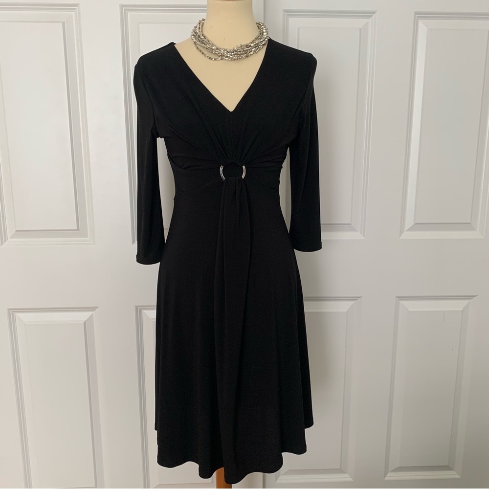 Black Stretch Dress with Silver Detail